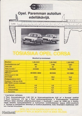 Opel Corsa -esite, 1983
