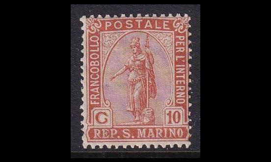 San Marino 83 ** Vapauden jumalatar 10 C (1922)