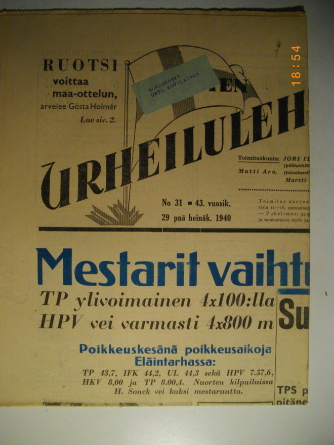 Suomen Urheilulehti Nro 31/1940 (16.3)