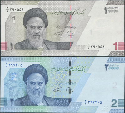 Iran 10000 + 20000 Rials 2022 UNC