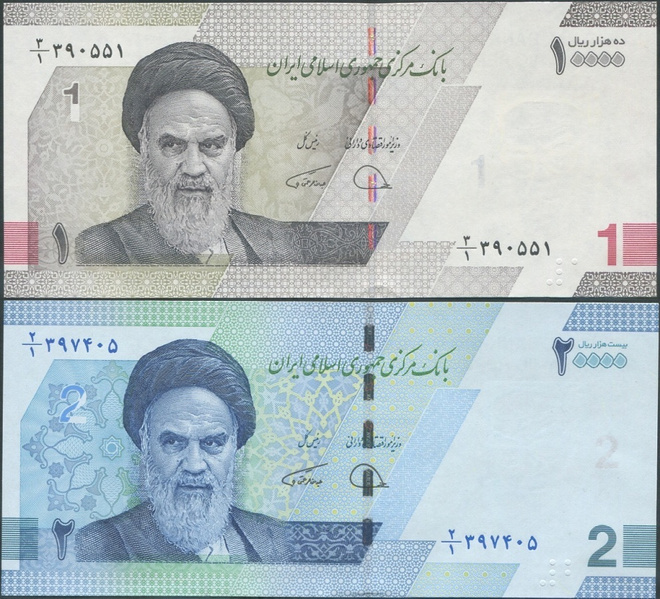 Iran 10000 + 20000 Rials 2022 UNC