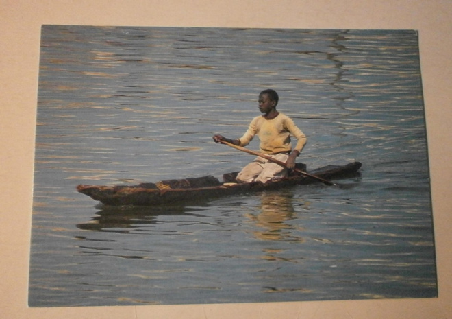 Senegal, poika ja kanootti, väripk, ei p.