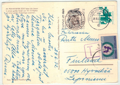1966 UNICEF lunastusmaksuna saksal. kortilla