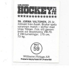 1971-72 SWE Williams #59 Jorma Valtonen , Suomi Ässät - pikkukuva 2