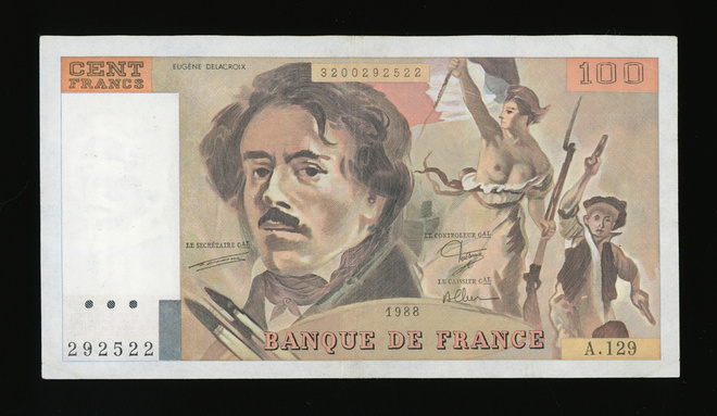 Ranska 100 Francs 1988 Delacroix, P154d