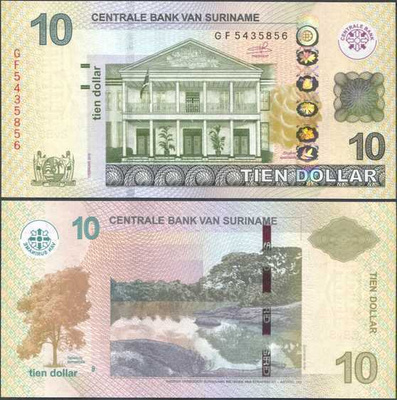 Surinam Suriname 10 Dollar 2019 (P-163c) UNC