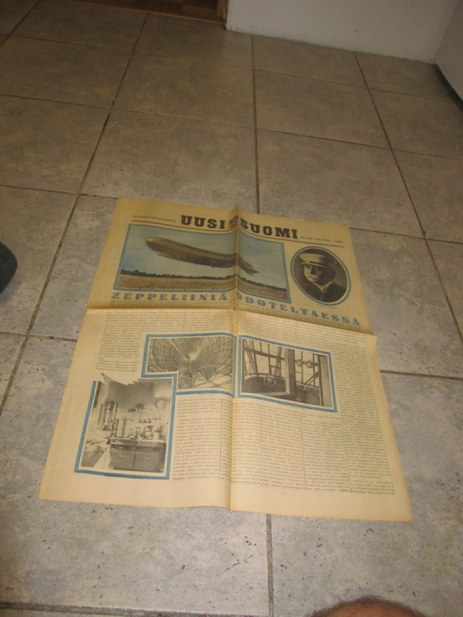 UUSI SUOMI SUNNUNTAILIITE 1930 mm ZEPPELIINI