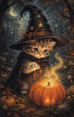 Halloween kissa ja taikakurpitsa