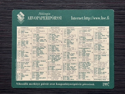 Taskualmanakka 1997 Helsingin Arvopaperipörssi