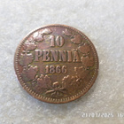 10 penniä 1866 erittäin vähän kulunut kl 8-9 - pikkukuva 1