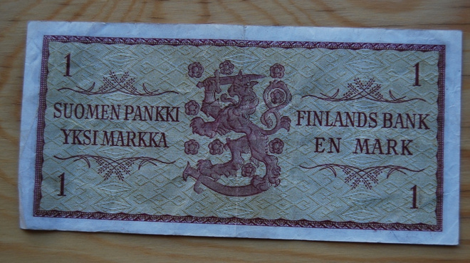 Suomen pankki 1 Markkaa 1963 Suomen leijona.