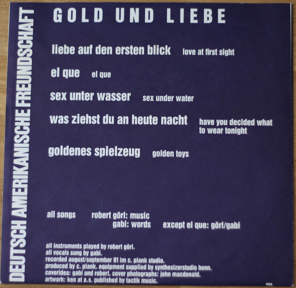 Deutsch Amerikanische Freundschaft - Gold Und Liebe LP