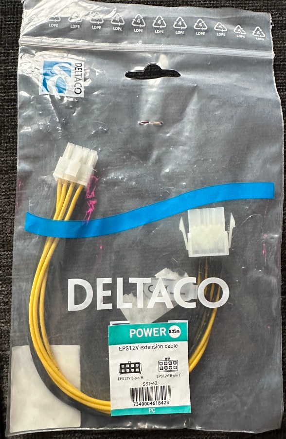 Deltaco  jatkokaapeli 8-pin ESP12V -littimelle
