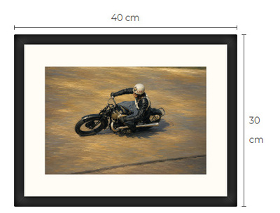 Uusi moottoripyörä art print kehystetty 30 cm x 40 cm