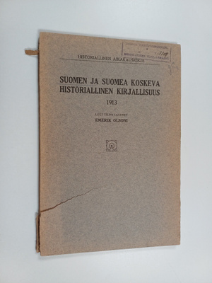 E. Olsoni : Suomen ja Suomea koskeva historiallinen kirja...