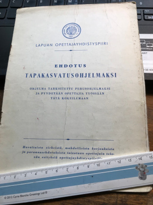 Lapuan opettajayhdistyspiiri: ehdotus tapakasvatusohjelmaksi