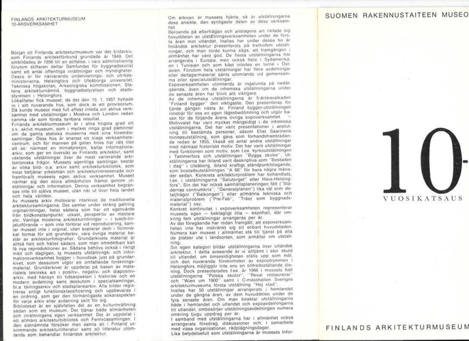 Suomen Rakennustaiteen museo - 10v katsaus (1966)