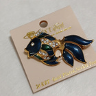 Vintage kala free Nick gold plated rintaneula – emaloitu - pikkukuva 5