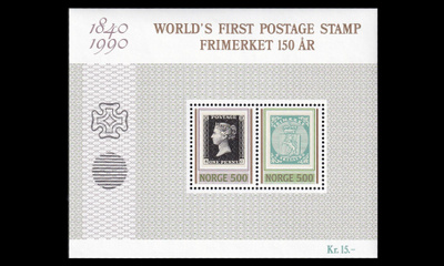 Norja 1044-5BL13 ** Postimerkki 150v blokki (1990)