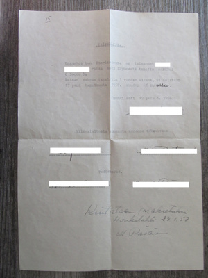 HONKILAHTI.....Unnunkoski, vanha velkakirja v. 1956.