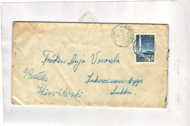 POSTILÄHETYS PV 7-INKEROINEN KÄÄNNETTY VASTIALA,HIRVIKOSKI