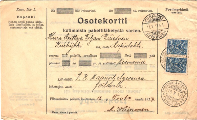 OSOTEK. SORTAVALA-KURKIJOKI LUOVUTETTUALUE
