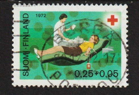 1972 0,25mk+0,05mk Punaisen Ristin merkki BORGÅ-leimalla
