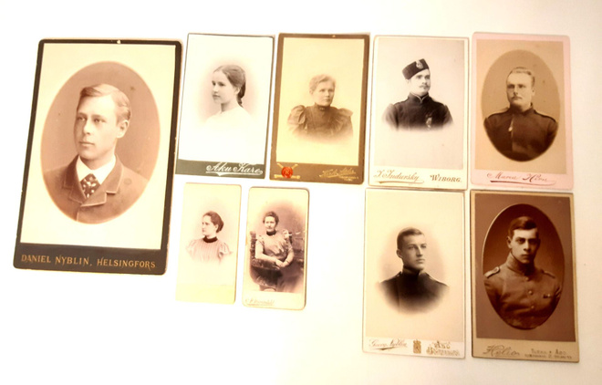 9 Visiittikorttia1900-luvun alkupuolelta