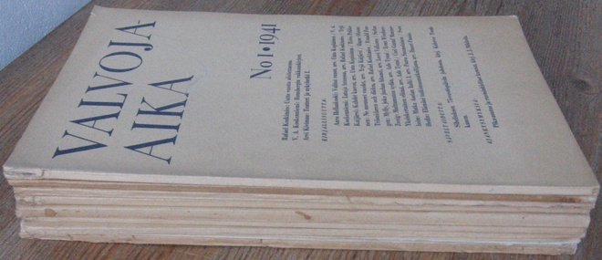 Valvoja-Aika 1941 vuosikerta numerot 1-12, 9 vihkoa. 460 s.