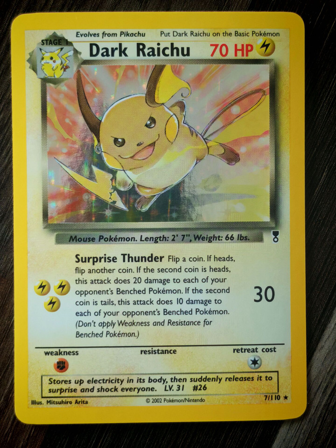 Pokemon kortti Dark Raichu Legendary Collection holo