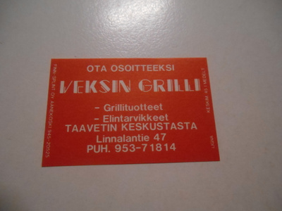 TT Etiketti Veksin grilli Taavetti