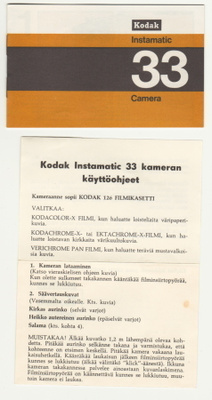 Kamera Kodak Instamatic 33 käyttöohjeet 1968