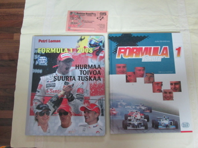 2 FORMULA KIRJAA + AUSTRIAN GRAND PRIX pääsylippu v 1985 !