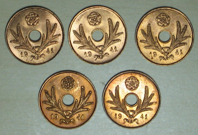 1941 SUOMI  5 PENNIÄ x 5kpl