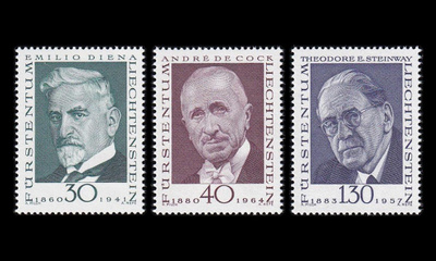 Liechtenstein 570-2 ** Filatelian pioneereja (1972)