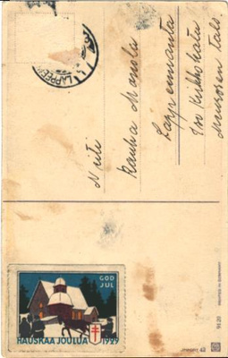 JOULUMERKKI 1929 POSTIKORTILLA