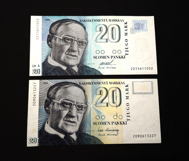 20 Markkaa 1993 litta, Ilman litt, Kunto 8