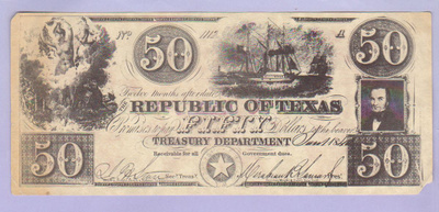 Usa 50 Dollar (Republic of Texas) v.1840 P-28 (Replika)