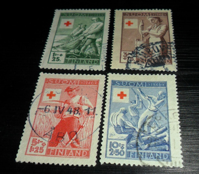 PUNAINEN RISTI 1946 LAPE 307-310 LEIMATTUINA