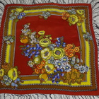 Retro iso kukkahuivi 90 cm  x 90 cm + hapsut - pikkukuva 2