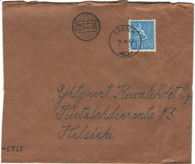 POSTILÄHETYS SÄKYLÄ +NUMEROLEIMA 2553