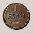 * 1 penniä  *1903* pieni 3 *   Copper/Kupari *1+/EF - pikkukuva 1