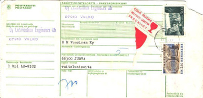 PAKETTIOSOITEKORTTI LOVIISA/VALKO-JURVA  + HELPOSTI SÄRKYVÄÄ