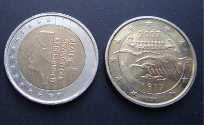 2€ Suomi 2007 - Suomen itsenäisyys 90 vuotta - Virhelyönti