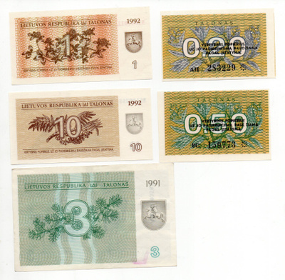 5 kpl Latvian seteleitä