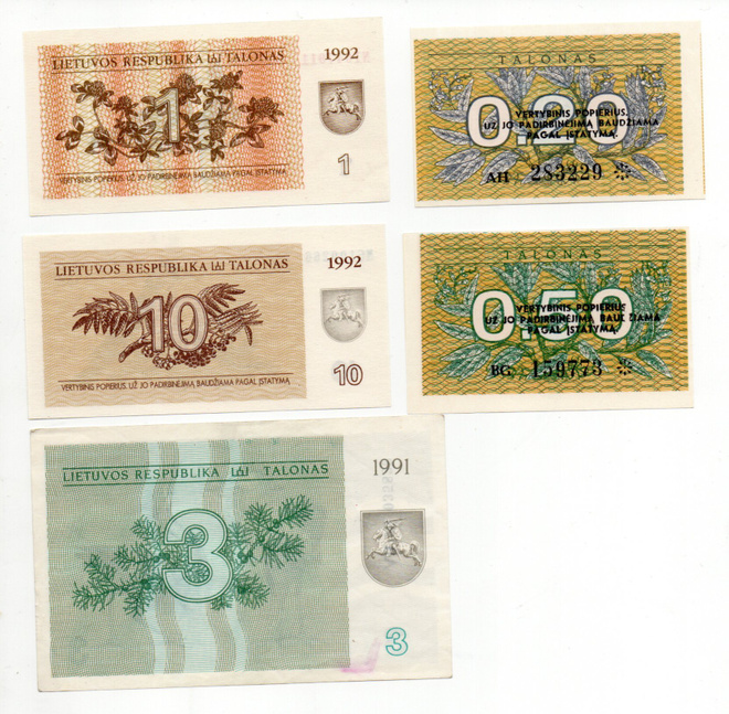 5 kpl Latvian seteleitä