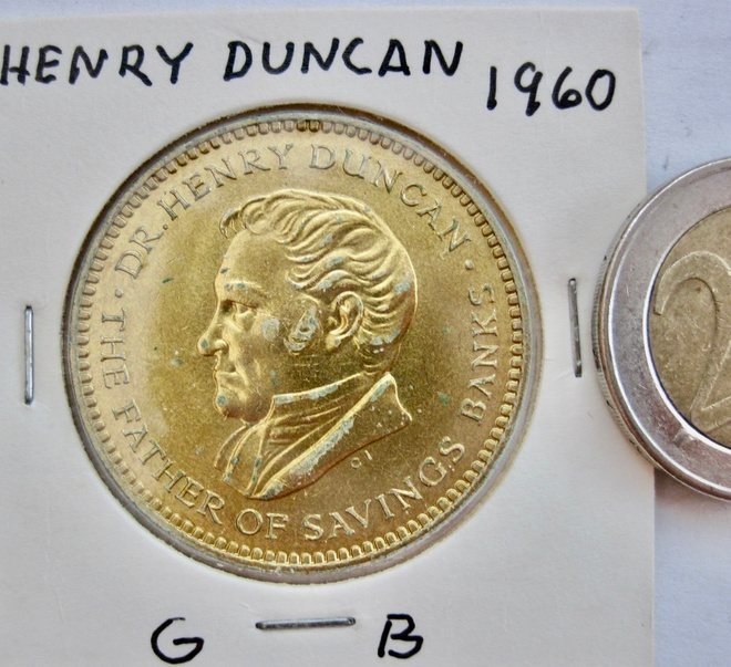 VANHA Mitali Iso-Britannia Säästöpankki Henry Duncan 1960