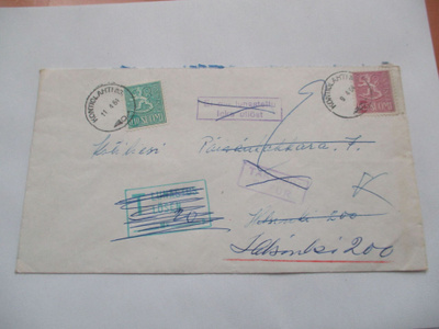 1964 Kontiolahti as. kolme seliteleimaa kuorella