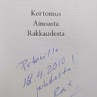 Rax Rinnekangas : Kertomus ainoasta rakkaudesta (signeera... - pikkukuva 3