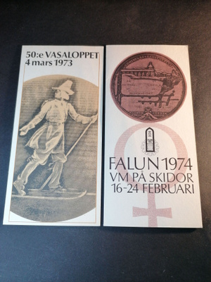 Ruotsi Vasaloppet 1973 & Falun 1974 Postimerkki Kansiot Rare